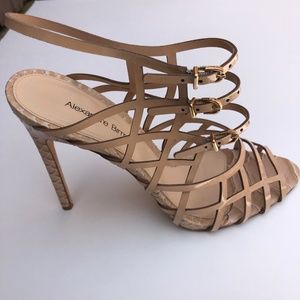 ALEXANDRE BIRMAN Patent leather & python sandal